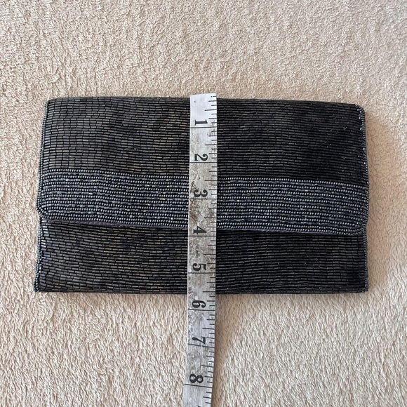 Vintage 1980s Du-Val Black Beaded Envelope Clutch - Picture 14 of 15